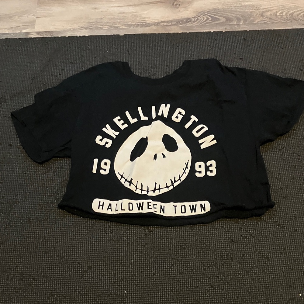 Black Skellington Halloween Town Crop Top